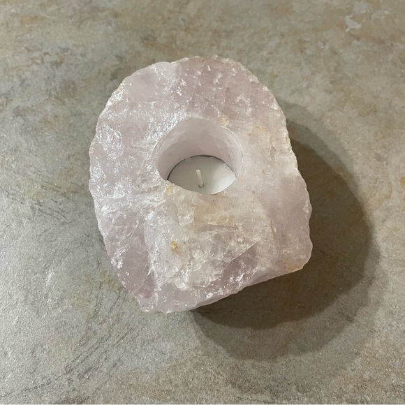Solid Rose Quartz stone Tealight candle holder from Brazil - Picture 4 of 8